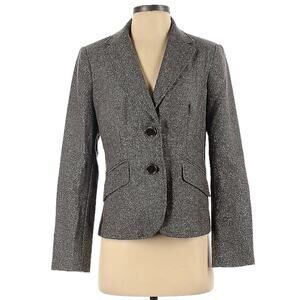 Liz Claiborne Blazer Jacket Brown Elbow Patch Wool Blend Women's S Dark Academia